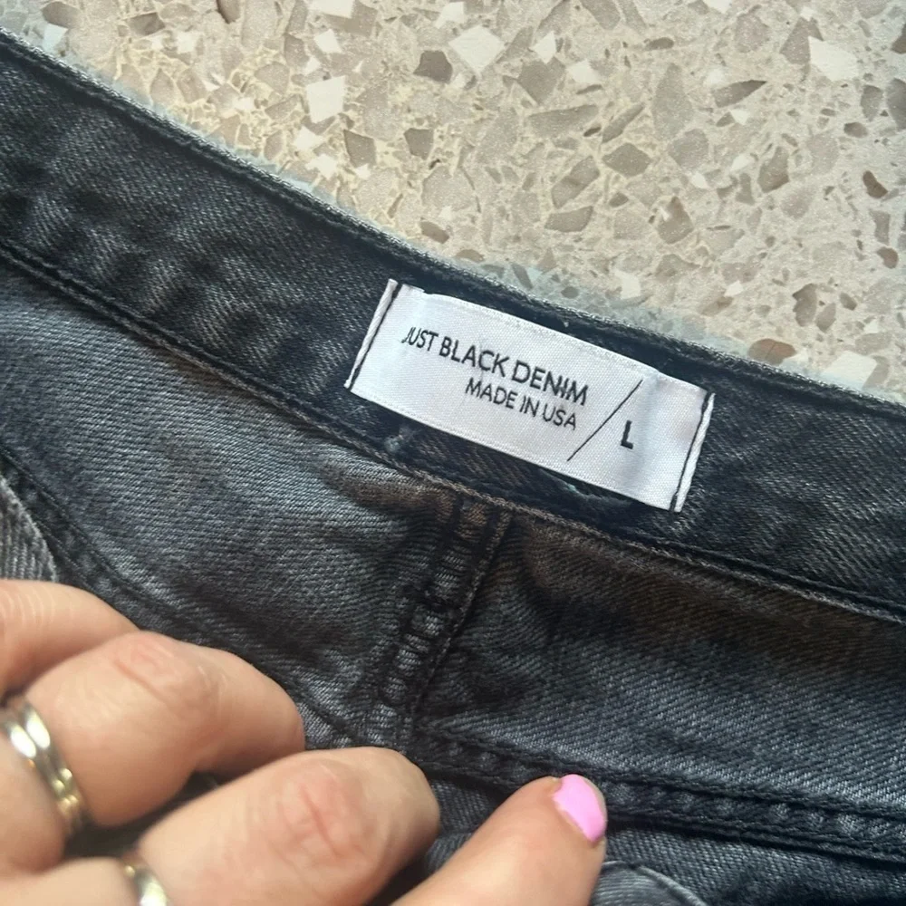 Just Black Denim Made In The USA Large distressed Raw Hew Shorts